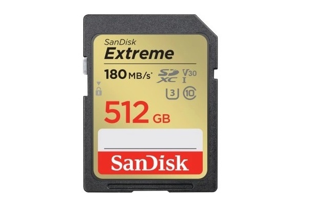 SanDisk Extreme 512GB SDXC 180MB/s, UHS-I, V30