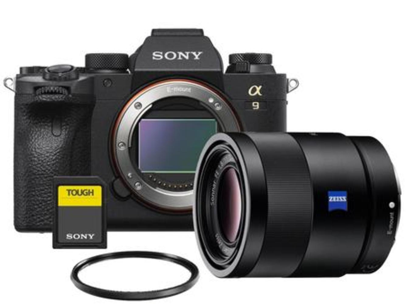 Sony Alpha A9 Mark II + Zeiss Sonnar T* FE 55mm f/1.8 ZA + UV filtr + 128GB karta