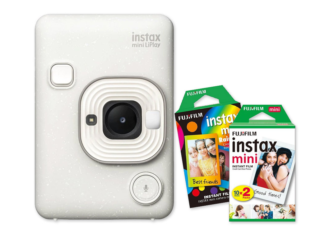 Fujifilm instax mini LiPlay™, bílá + Colorfilm (20ks) & Rainbow film (10ks)