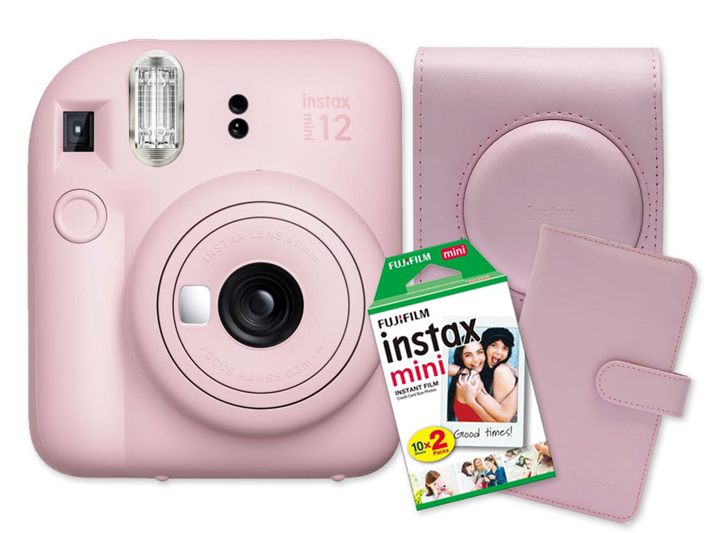 Fujifilm instax mini 12™, růžový + Colorfilm (20ks) & album & pouzdro Fujifilm instax mini 12™, růžový + Colorfilm (20ks) & album & pouzdro