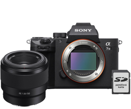 Sony Alpha A7 Mark III + FE 50mm f/1.8 + 128GB karta