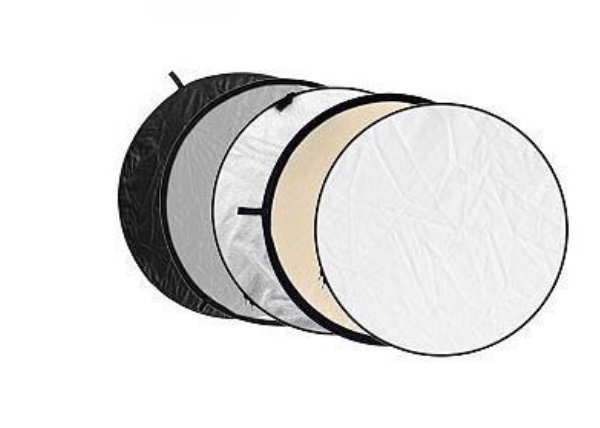 Sada kulatých reflexních desek v černé, stříbrné, zlaté a bílé barvě