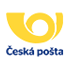 Logo České pošty, žlutý stylizovaný roh na modrém textu "Česká pošta"