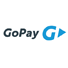 Logo GoPay, modrobílé barvy, s nápisem „GoPay“ vedle šipky směřující doprava